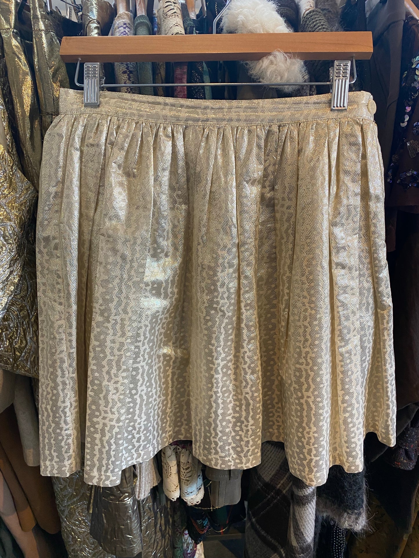 Band of Outsiders Gold Lamé Mini Skirt - The Curatorial Dept.