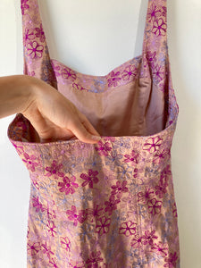 Zelda Purple Silk Floral Dress - The Curatorial Dept.