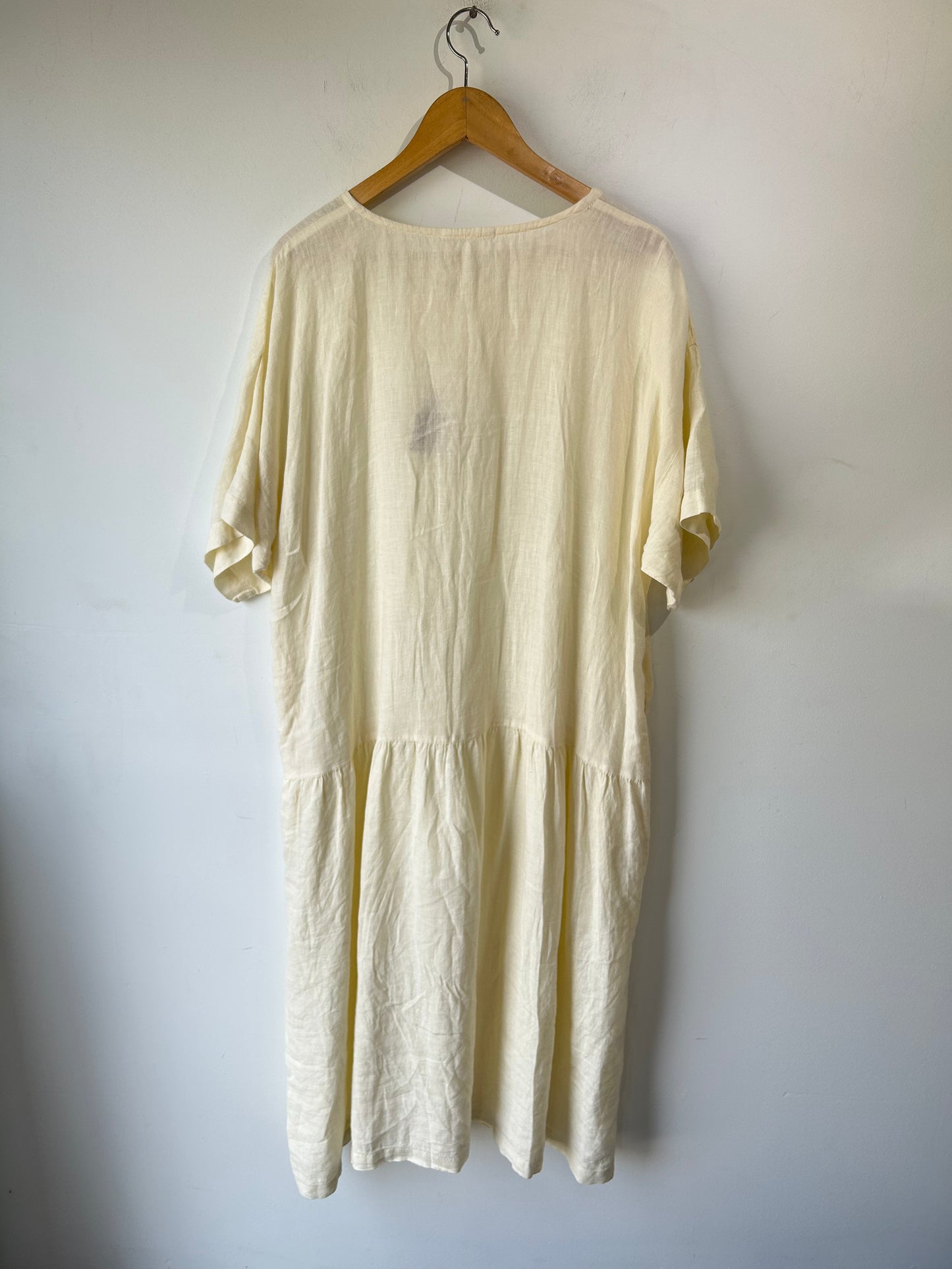 Black Crane Pale Yellow Linen Dress - The Curatorial Dept.