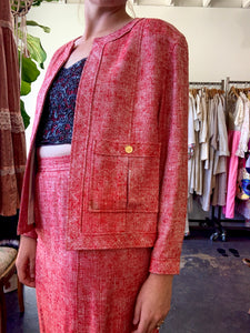 Vintage Red Chanel Skirt Suit - The Curatorial Dept.