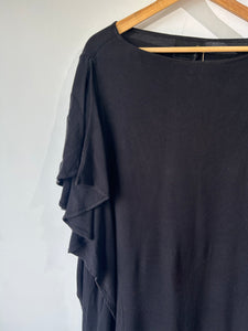 No. 6 Store Black Cotton Dress With Ruffled Sides - The Curatorial Dept.