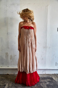 Vintage Valentino Pink and Red Crepe Silk Gown - The Curatorial Dept.