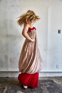 Vintage Valentino Pink and Red Crepe Silk Gown - The Curatorial Dept.