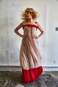 Vintage Valentino Pink and Red Crepe Silk Gown - The Curatorial Dept.