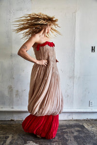 Vintage Valentino Pink and Red Crepe Silk Gown - The Curatorial Dept.