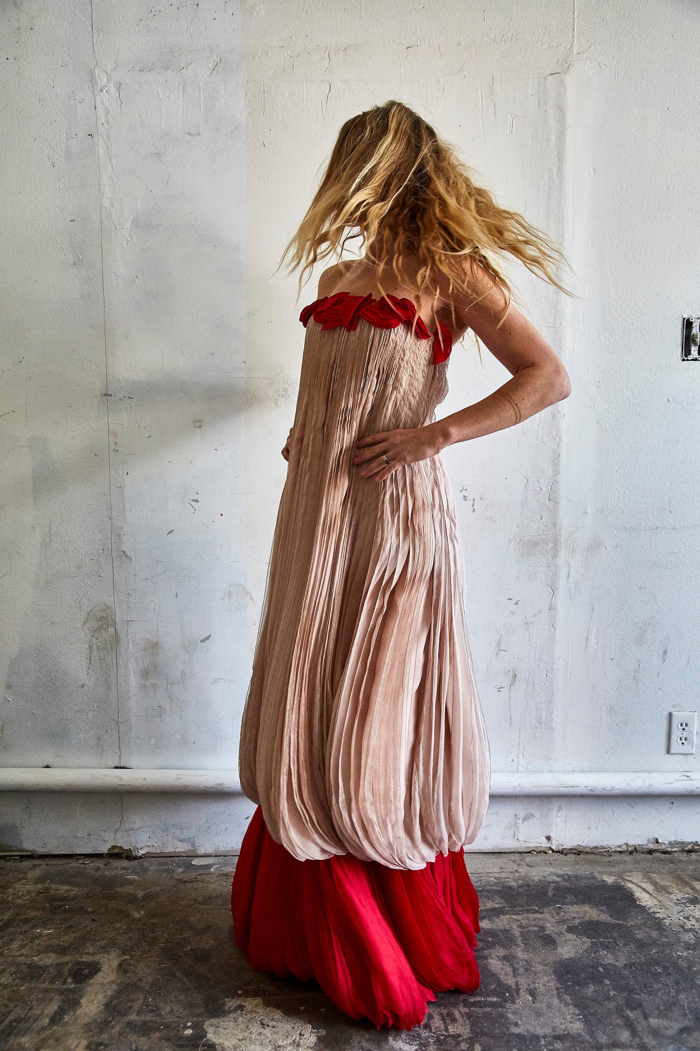 Vintage Valentino Pink and Red Crepe Silk Gown Selected by The Curatorial  Dept.