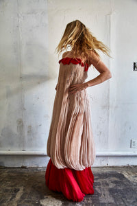 Vintage Valentino Pink and Red Crepe Silk Gown - The Curatorial Dept.