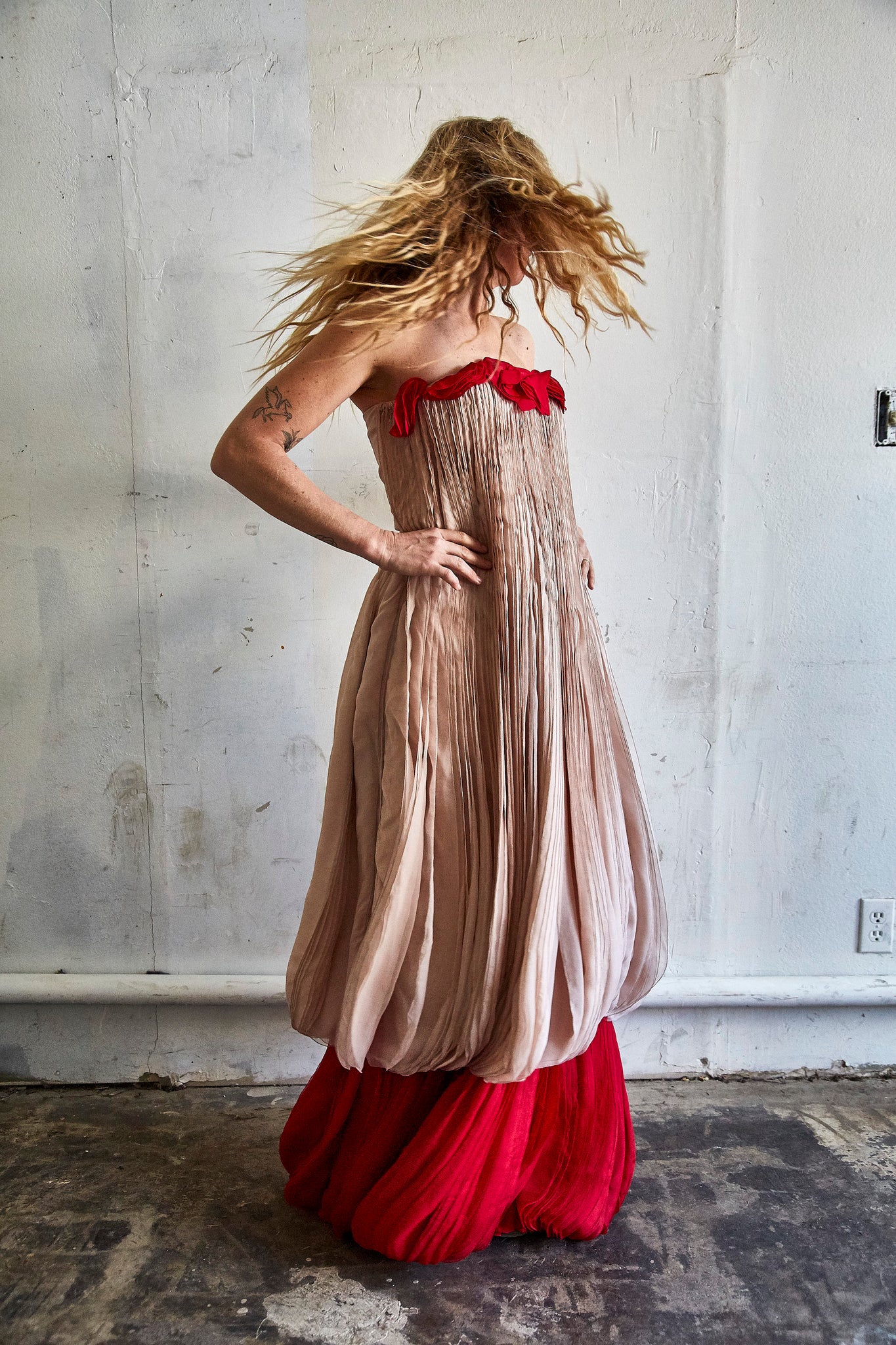 Vintage Valentino Pink and Red Crepe Silk Gown Selected by The Curatorial  Dept.