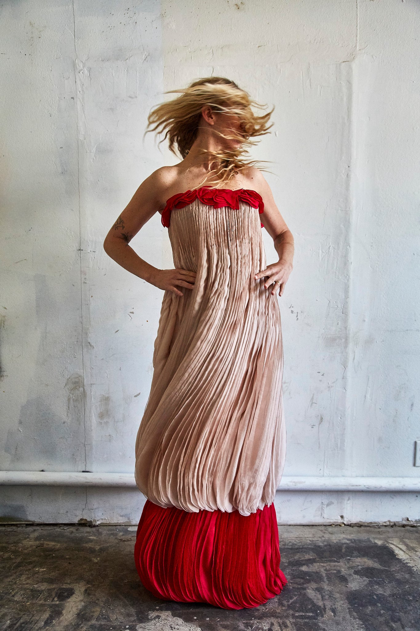 Vintage Valentino Pink and Red Crepe Silk Gown Selected by The Curatorial  Dept.