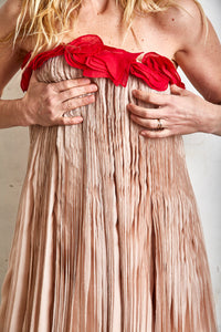 Vintage Valentino Pink and Red Crepe Silk Gown - The Curatorial Dept.